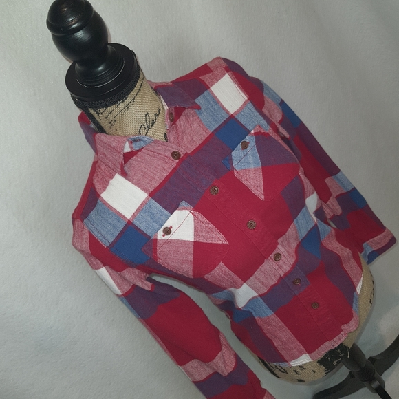 American Eagle Outfitters Women's Plaid 100% Cotton Long Sleeve Shirt Size 2 XS - Picture 5 of 13